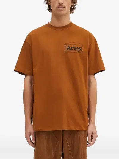Aries Logo-plaque T-shirt In Orange