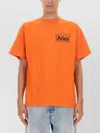 Aries Logo Print Crew Neck T-shirt With Short Sleeves In Orange