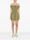 Aries Logo-print Off-shoulder Mini Dress In Green