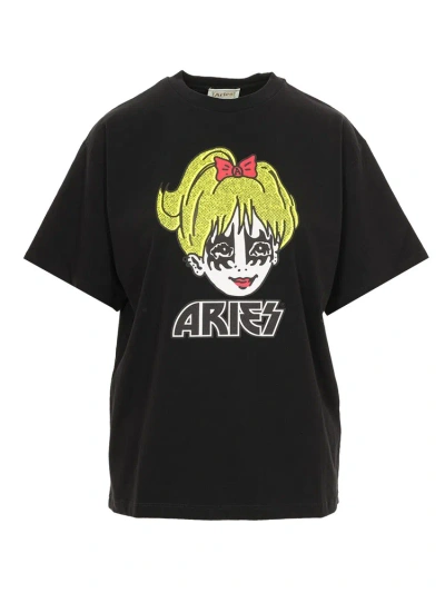 Aries Woman T-shirt Black Size S Cotton