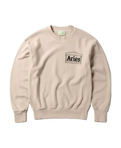 Aries Logo Round-necked Sweater In Nude