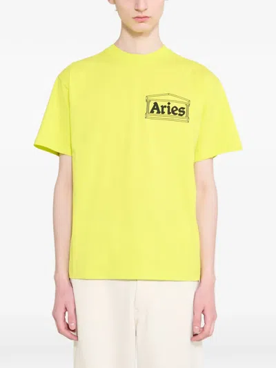 Aries Logo-print T-shirt In Yellow