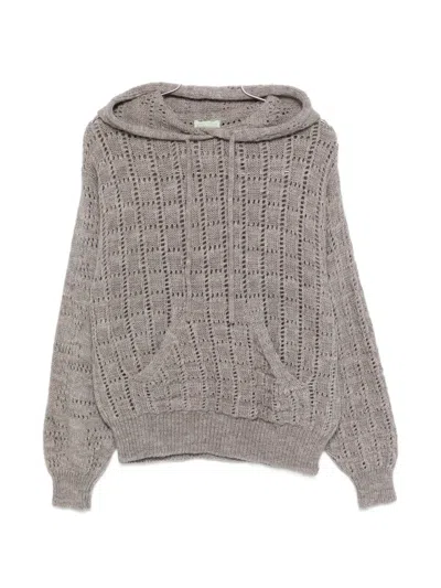 Aries Long-sleeve Hoodie Sweater In Gray