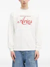 Aries Long-sleeve Logo-print Sweatshirt In Yellow