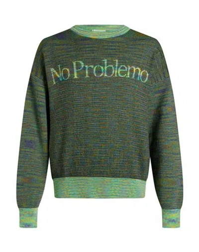 Aries Man Sweater Light Green Size S Recycled Cotton, Recycled Polyester