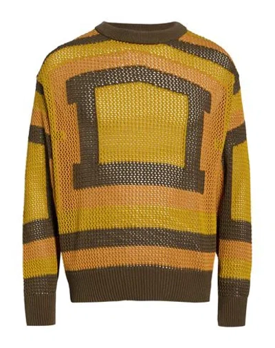 Aries Man Sweater Mustard Size L Organic Cotton In Multi