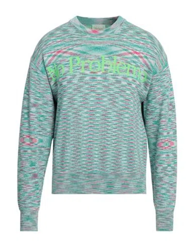 Aries Man Sweater Turquoise Size M Cotton, Recycled Cotton, Recycled Polyester In Blue