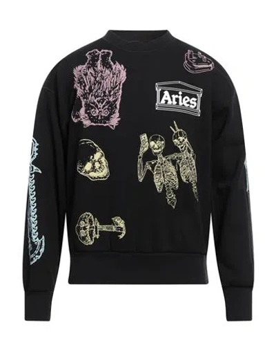 Aries Man Sweatshirt Black Size Xxl Cotton