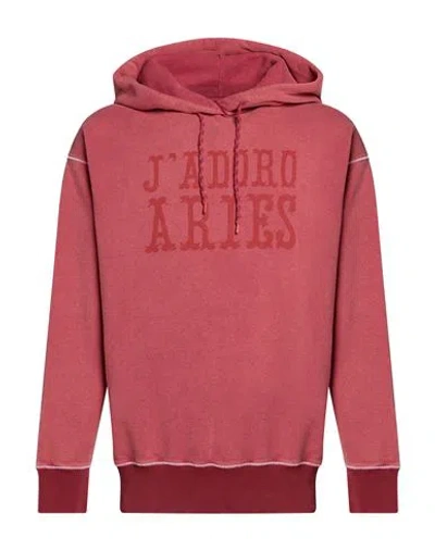 Aries Man Sweatshirt Coral Size L Cotton In Red