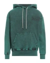 Aries Logo-print Distressed-finish Cotton Hoodie In Green