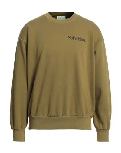 Aries Man Sweatshirt Military Green Size L Cotton