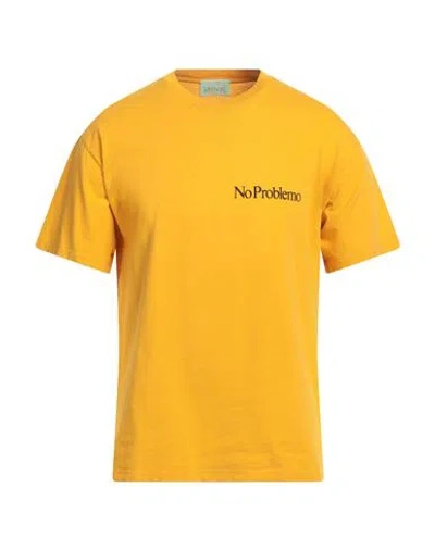 Aries Man T-shirt Marigold Size L Cotton In Yellow