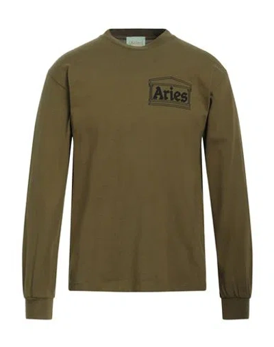 Aries Man T-shirt Military Green Size S Cotton