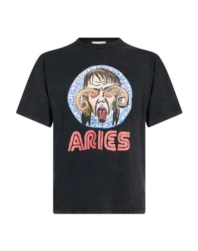 Aries Man T-shirt Charcoal Size L Cotton In Black