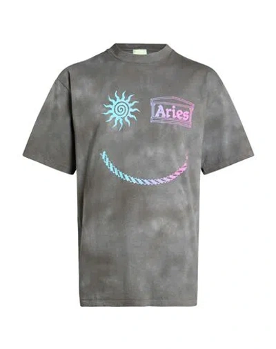 Aries Man T-shirt Grey Size M Cotton In Gray
