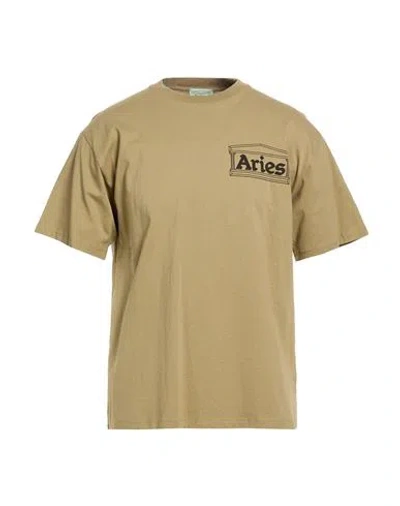 Aries Man T-shirt Khaki Size L Cotton In Brown