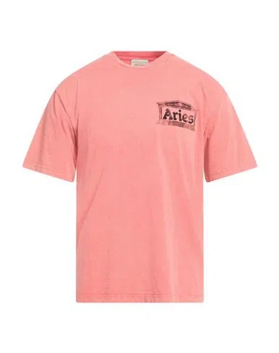 Aries Man T-shirt Salmon Pink Size L Cotton