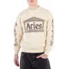 Aries Men's Beige Ancient Column Print Sweatshirt