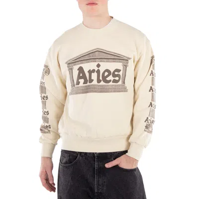 ARIES MEN'S BEIGE ANCIENT COLUMN PRINT SWEATSHIRT