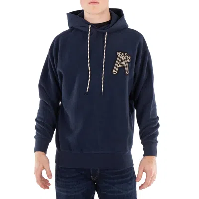 Aries Men's Navy Reverse Column Cotton Hoodie In Blue