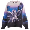 Aries Pegasus-print Crew-neck Sweater In Purple