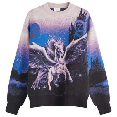 ARIES ARIES MEN'S PURPLE WOOLEN JUMPER PEGASUS PRINT SWEATER