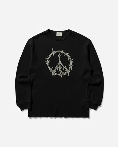 Aries Men S Peace Press Gothic Waffle Longsleeve T-shirt In Black