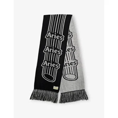 Aries Mens Column Logo Knit Scarf Black In Multi