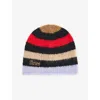 Aries Mens Striped Logo-embroidered Knitted Beanie Multi In Multi