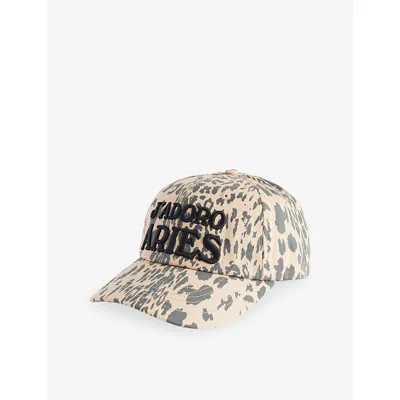 Aries Mens Beige J'adoro Leopard Cotton Cap In Neutral