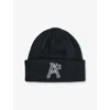 Aries Mens Broken Logo-embroidered Knitted Beanie Black In Black