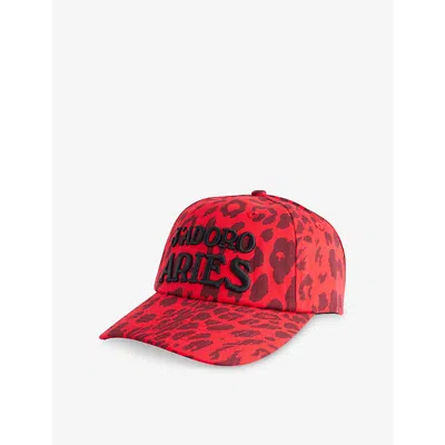 Aries Mens Red J'adoro Leopard Cotton Cap