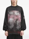 Aries Mesh-panel Graphic Long-sleeve T-shirt In Black