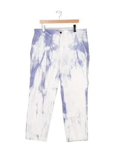 Pre-owned Aries Mid-rise Straight Leg Jeans In Blue/white