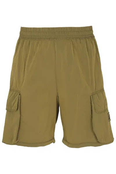 Aries Olive Green Nylon Hybrid Sweashort