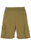 Aries Olive Green  Nylon Hybrid Sweashort In Gold