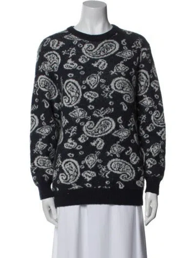 Pre-owned Aries Paisley Print Crew Neck Sweater In Black