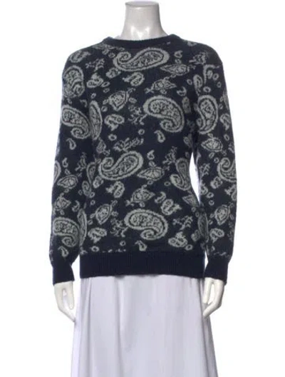 Pre-owned Aries Paisley Print Crew Neck Sweater In Blue