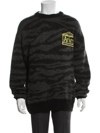 Pre-owned Aries Patterned Crew Neck Pullover In Black