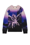 Aries Pegasus-print Crew-neck Sweater In Purple