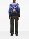 Aries Pegasus-print Crew-neck Sweater In Blue