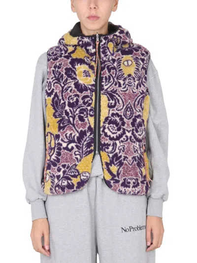 Aries Floral Patterned Reversible Teddy Vest In Multicolour