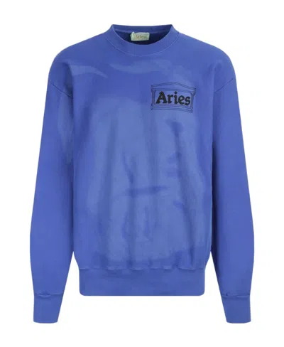 Aries Plain Knitted Sweater With Large Profile In Blue