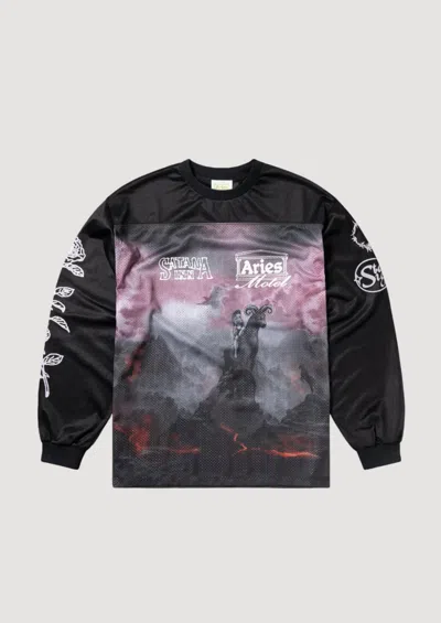 Aries Ramscape Airtex Ls Tee In Black