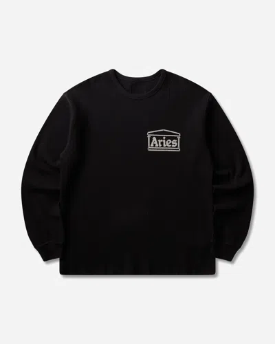 Aries Reversible Barbed Love Temple Waffle Longsleeve T-shirt In Black