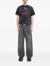 Aries Skull Rose Tie-dye T-shirt In Blue