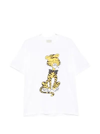 Aries Smoking Tiger T-shirt In White