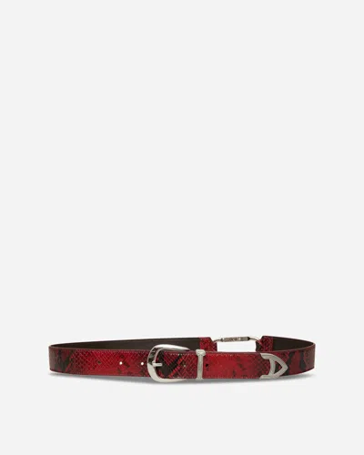 Aries Snake Print Leather Mazzo Belt In Red