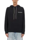 Aries Logo Hooded Sweatshirt Ribbed Finish In Black