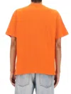 Aries Logo Print Crew Neck T-shirt With Short Sleeves In Orange